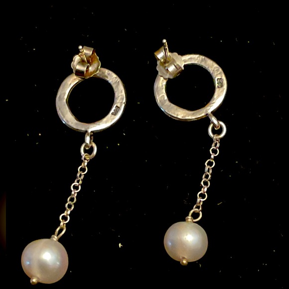 Sterling Silver Pear Earrings - Picture 2 of 3